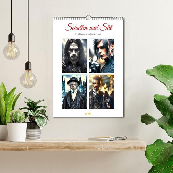 Produktbild: Schatten und Stil - KI M&auml;nner im Gothic Stil (Wandkalender 2026 DIN A3 hoch), CALVENDO Monatskalender