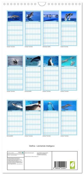 Produktbild: Familienplaner 2026 - Delfine - L&auml;chelnde Intelligenz mit 5 Spalten (Wandkalender, 21 x 45 cm) CALVENDO