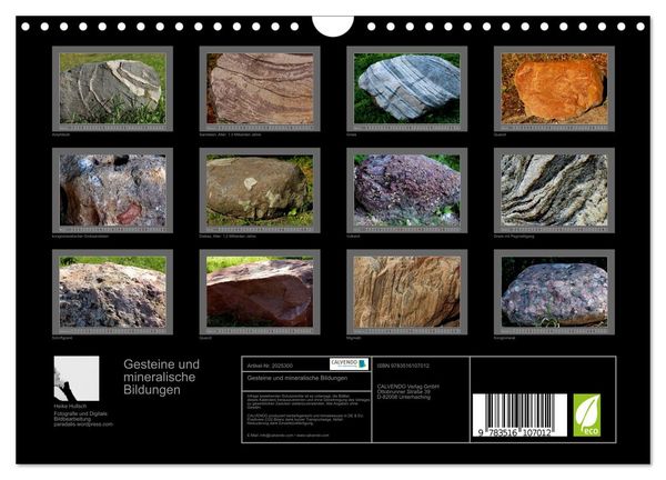 Produktbild: Gesteine und mineralische Bildungen (Wandkalender 2026 DIN A4 quer), CALVENDO Monatskalender