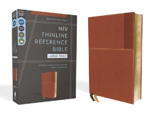 Produktbild: Niv, Thinline Reference Bible (Deep Study at a Portable Size), Large Print, Leathersoft, Brown, Red Letter, Comfort Print