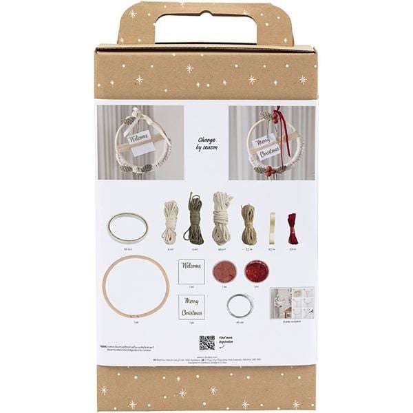 Produktbild: Creativ Company Kreativ Set Macram&eacute;, Makramee Adventskranz, Moosgr&uuml;n, Weihnachtsrot, Naturwei&szlig;
