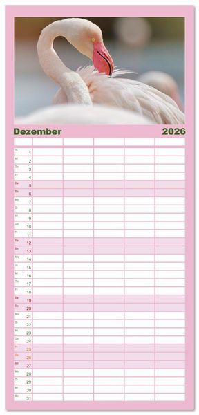 Produktbild: Familienplaner 2026 - The Power Of Pink mit 5 Spalten (Wandkalender, 21 x 45 cm) CALVENDO