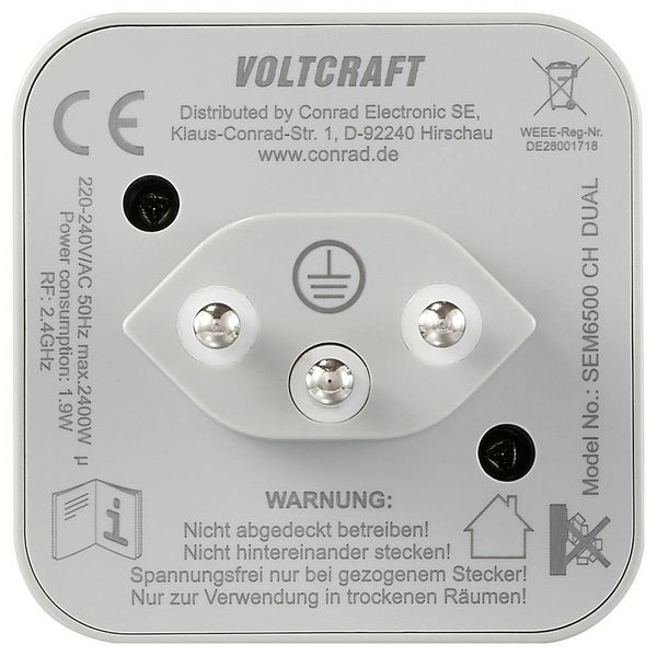 Produktbild: VOLTCRAFT SEM6500 CH DUAL Energiekosten-Messger&auml;t inkl. Funksteckdose, Datenexport, Datenloggerfunktion, Kostenprognose, TRMS