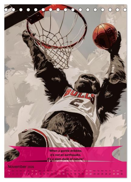 Produktbild: Basketball with funny animals (Desk Calendar 2026 DIN A5 portrait), CALVENDO 12 Month DeskCalendar