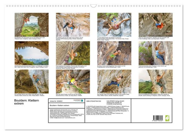 Produktbild: Bouldern: Klettern extrem (Wandkalender 2026 DIN A2 quer), CALVENDO Monatskalender