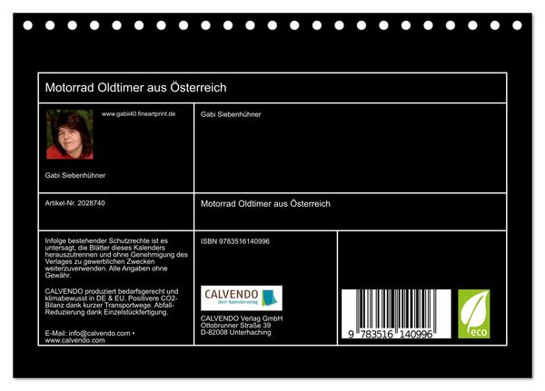 Produktbild: Motorrad Oldtimer aus &Ouml;sterreich (Tischkalender 2026 DIN A5 quer), CALVENDO Monatskalender