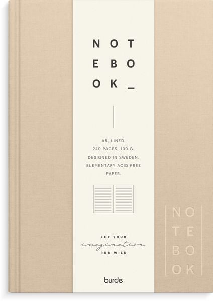 Burde Notizbuch Textil beige liniert A5, Notizbuch von , Burde Publishing AB