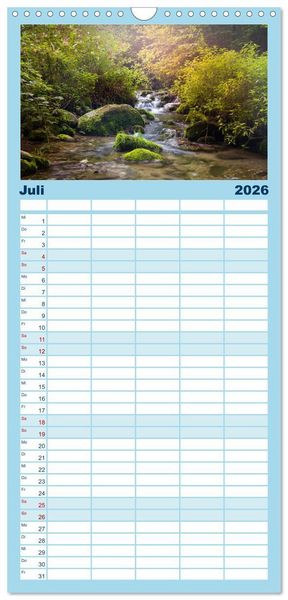 Produktbild: Familienplaner 2026 - Waldb&auml;che - Im Wandel der Jahreszeiten mit 5 Spalten (Wandkalender, 21 x 45 cm) CALVENDO