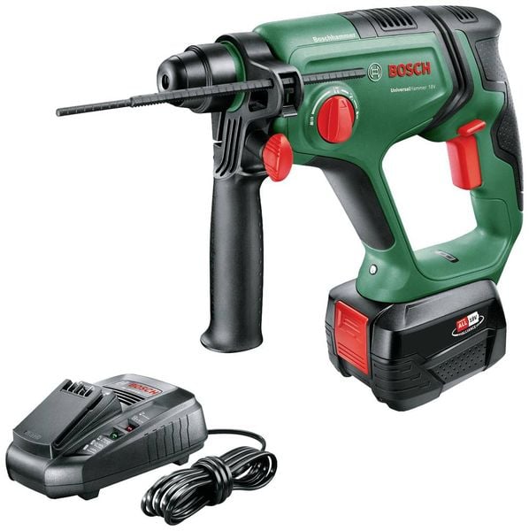 Bosch Home and Garden Universal Hammer -Akku-Bohrhammer 18 V 4.0 Ah Li-Ion inkl. Akku, inkl. Ladegerät, inkl. Koffer