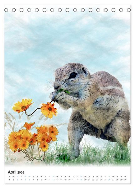 Produktbild: Afrikas Tierwelt - wie gemalt (Tischkalender 2026 DIN A5 hoch), CALVENDO Monatskalender