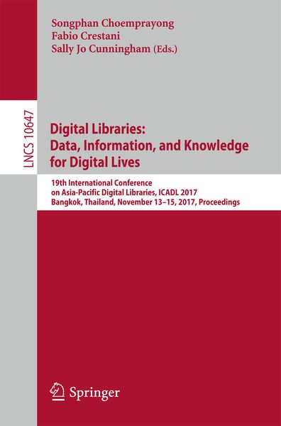 Produktbild: Digital Libraries: Data, Information, and Knowledge for Digital Lives