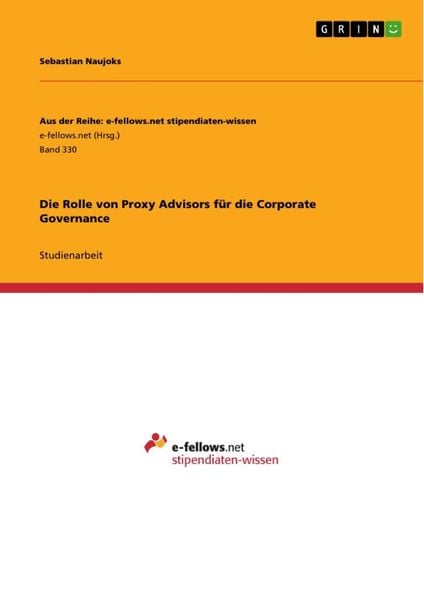 Produktbild: Die Rolle von Proxy Advisors f&uuml;r die Corporate Governance