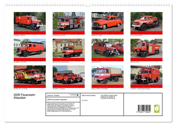 Produktbild: DDR Feuerwehr Klassiker (hochwertiger Premium Wandkalender 2026 DIN A2 quer), Kunstdruck in Hochglanz