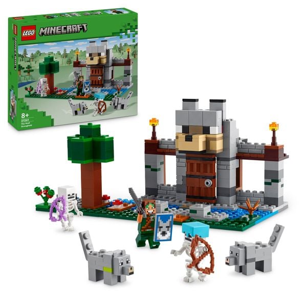 LEGO Minecraft Die Wolfsfestung, Spielset mit Festung und Skelett 21261