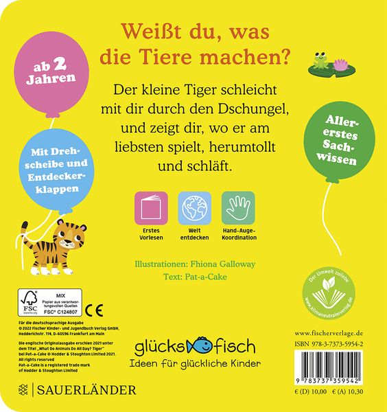 Produktbild: Gl&uuml;cksfisch: Wei&szlig;t du, was die Tiere machen? Kleiner Tiger (Tier-Buch mit Schiebern und Klappen)