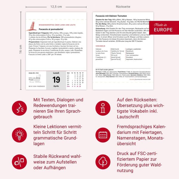 Produktbild: Italienisch Sprachkalender 2027 - Italienisch lernen leicht gemacht - Tagesabrei&szlig;kalender