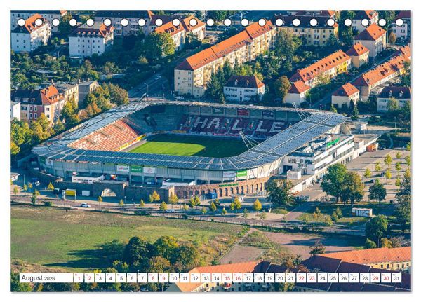 Produktbild: Halle an der Saale von oben (Tischkalender 2026 DIN A5 quer), CALVENDO Monatskalender
