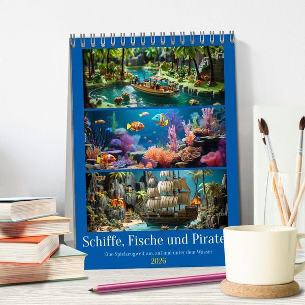 Produktbild: Schiffe, Fische und Piraten (Tischkalender 2026 DIN A5 hoch), CALVENDO Monatskalender