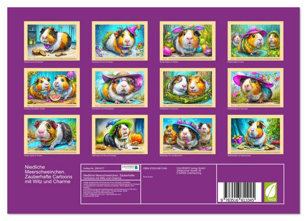 Produktbild: Niedliche Meerschweinchen. Zauberhafte Cartoons mit Witz und Charme (Wandkalender 2026 DIN A4 quer), CALVENDO Monatskalender