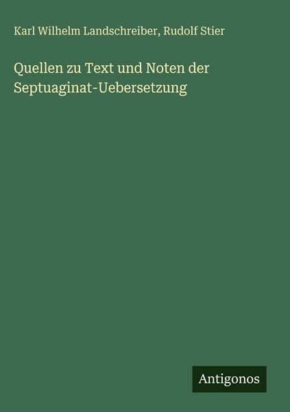 Produktbild: Quellen zu Text und Noten der Septuaginat-Uebersetzung