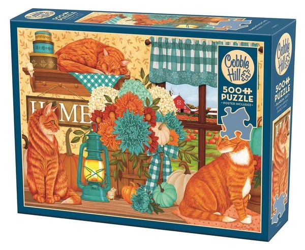 Produktbild: COBBLE HILL PUZZLES - K&uuml;rbisbeet-Katzen 500 Teile