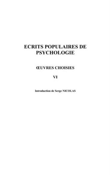 Produktbild: Ecrits populaires de psychologie