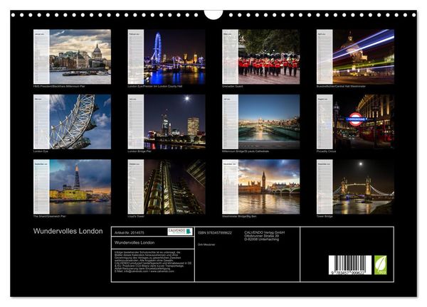 Produktbild: Wundervolles London (Wandkalender 2026 DIN A3 quer), CALVENDO Monatskalender