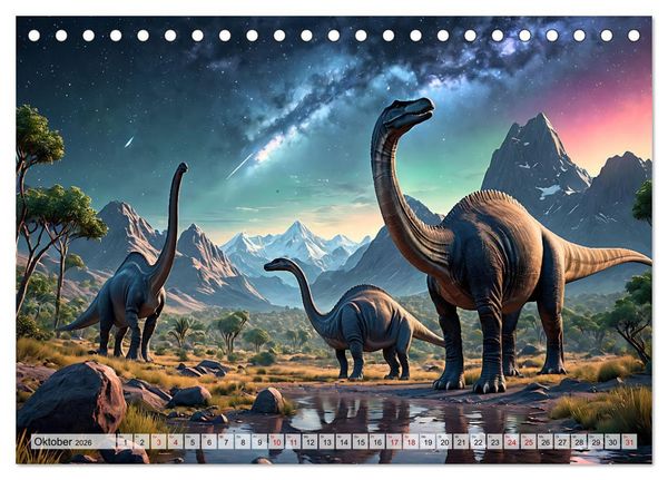 Produktbild: Dinosaurier - die Welt der Urzeitgiganten (Tischkalender 2026 DIN A5 quer), CALVENDO Monatskalender