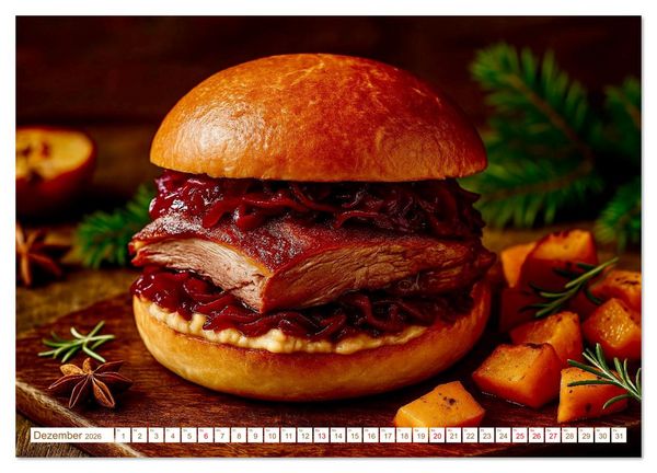 Produktbild: Leckere Burger (hochwertiger Premium Wandkalender 2026 DIN A2 quer), Kunstdruck in Hochglanz