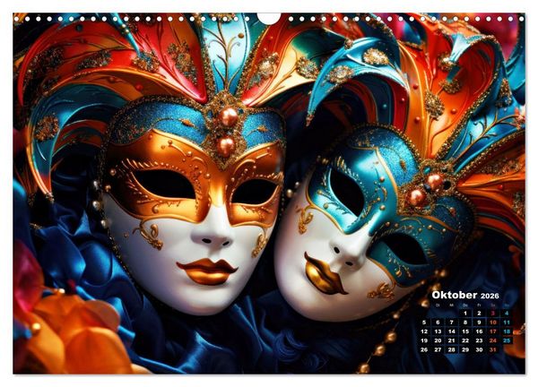 Produktbild: MASKEN - poetisch und vertr&auml;umt (Wandkalender 2026 DIN A3 quer), CALVENDO Monatskalender