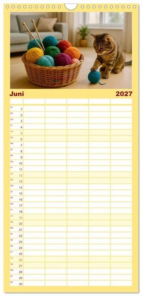 Produktbild: Familienplaner 2027 - Stricken und Wolle mit 5 Spalten (Wandkalender, 21 x 45 cm) CALVENDO