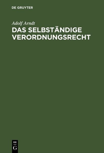 Produktbild: Das selbst&auml;ndige Verordnungsrecht