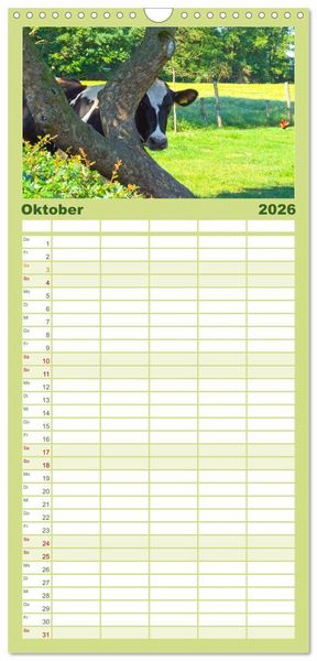 Produktbild: Familienplaner 2026 - Die Kuh macht Muuuh! mit 5 Spalten (Wandkalender, 21 x 45 cm) CALVENDO