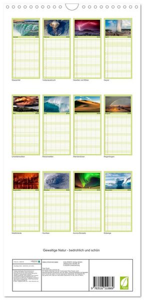 Produktbild: Familienplaner 2026 - Gewaltige Natur - bedrohlich und sch&ouml;n mit 5 Spalten (Wandkalender, 21 x 45 cm) CALVENDO