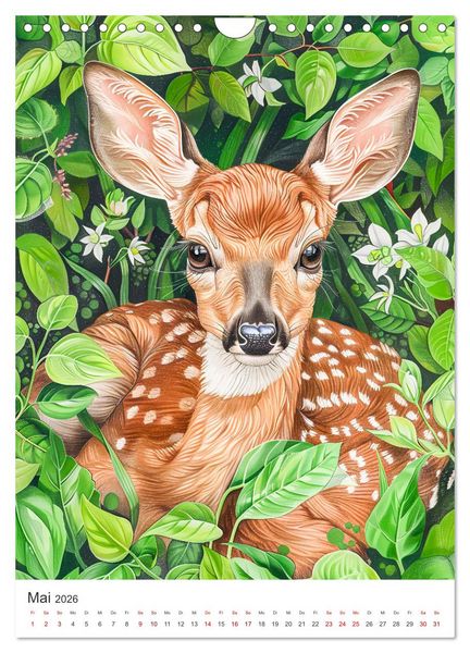 Produktbild: Tierkinder - Niedliche illustrierte Wildtiere in Wald und Flur (Wandkalender 2026 DIN A4 hoch), CALVENDO Monatskalender