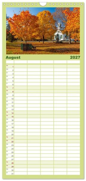 Produktbild: Familienplaner 2027 - Neu England, Indian Summer mit 5 Spalten (Wandkalender, 21 x 45 cm) CALVENDO
