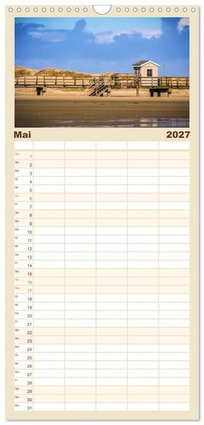 Produktbild: Familienplaner 2027 - Sankt Peter-Ording - Str&auml;nde, D&uuml;nen, Weite mit 5 Spalten (Wandkalender, 21 x 45 cm) CALVENDO