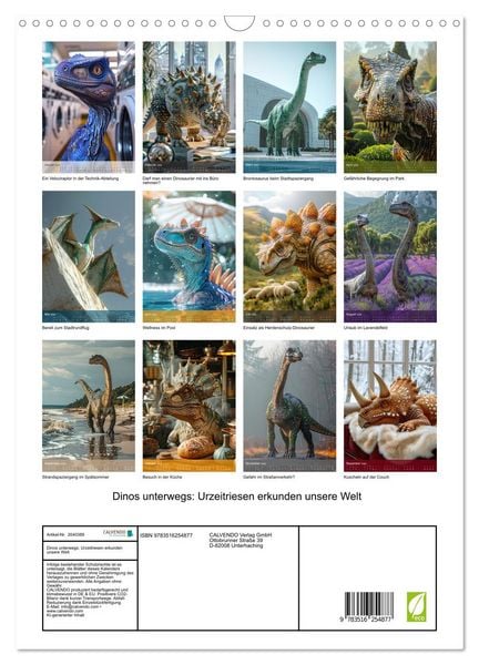 Produktbild: Dinos unterwegs: Urzeitriesen erkunden unsere Welt (Wandkalender 2026 DIN A3 hoch), CALVENDO Monatskalender