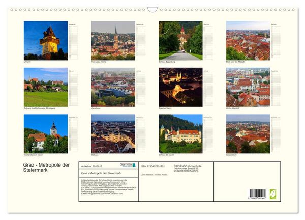 Produktbild: Graz - Metropole der Steiermark (Wandkalender 2026 DIN A2 quer), CALVENDO Monatskalender