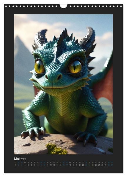 Produktbild: Verzauberte Drachen: Ein Jahr voll kleiner Wunder! (Wandkalender 2026 DIN A3 hoch), CALVENDO Monatskalender