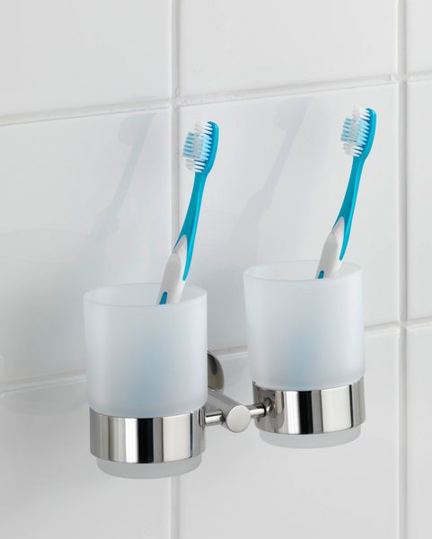 Produktbild: Zahnputzbecherhalter Duo Mod. Bosio Edelstahl gl&auml;nzend, rostfrei
