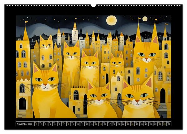 Produktbild: Schnurrendes Katzenget&uuml;mmel (hochwertiger Premium Wandkalender 2026 DIN A2 quer), Kunstdruck in Hochglanz