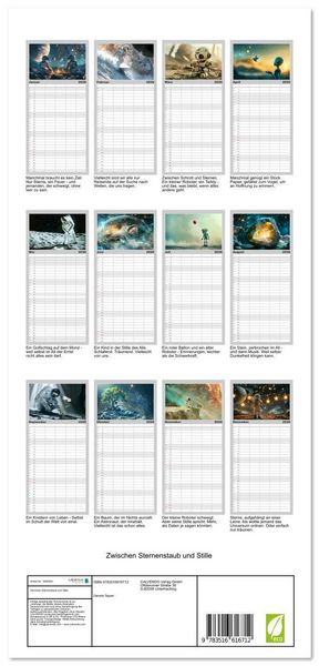 Produktbild: Familienplaner 2026 - Zwischen Sternenstaub und Stille mit 5 Spalten (Wandkalender, 21 x 45 cm) CALVENDO