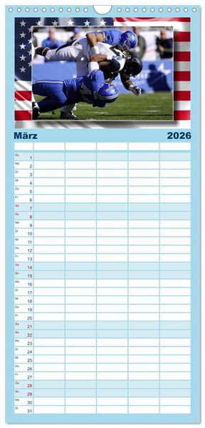 Produktbild: Familienplaner 2026 - American Football - Kickoff mit 5 Spalten (Wandkalender, 21 x 45 cm) CALVENDO