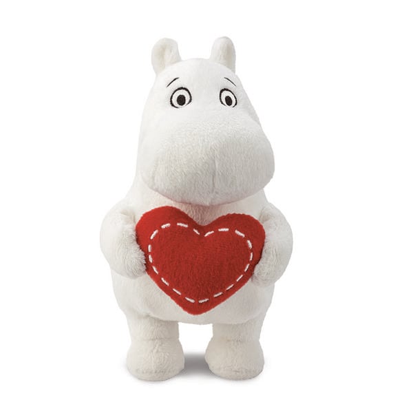 Produktbild: Aurora 61554 - Moomin Standing with Heart, Mumin-Pl&uuml;schfigur, ca. 17 cm