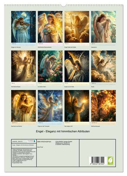 Produktbild: Engel - Eleganz mit himmlischen Attributen (hochwertiger Premium Wandkalender 2026 DIN A2 hoch), Kunstdruck in Hochglanz