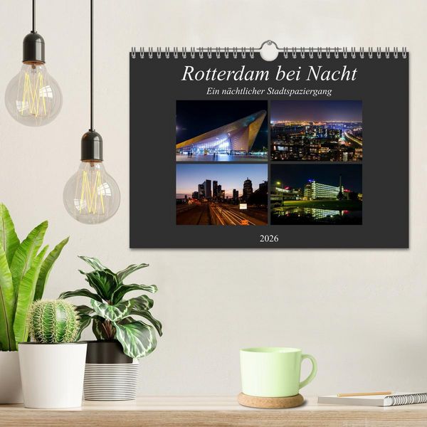 Produktbild: Rotterdam bei Nacht (Wandkalender 2026 DIN A4 quer), CALVENDO Monatskalender