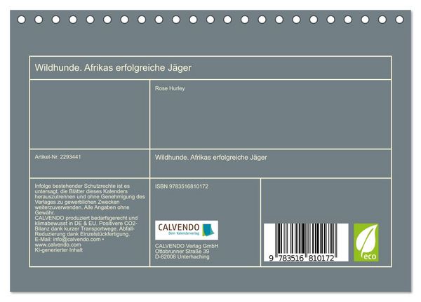 Produktbild: Wildhunde. Afrikas erfolgreiche J&auml;ger (Tischkalender 2027 DIN A5 quer), CALVENDO Monatskalender