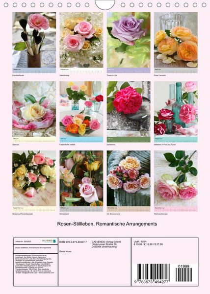 Produktbild: Rosen-Stillleben Romantische Arrangements (Wandkalender 2022 DIN A4 hoch)