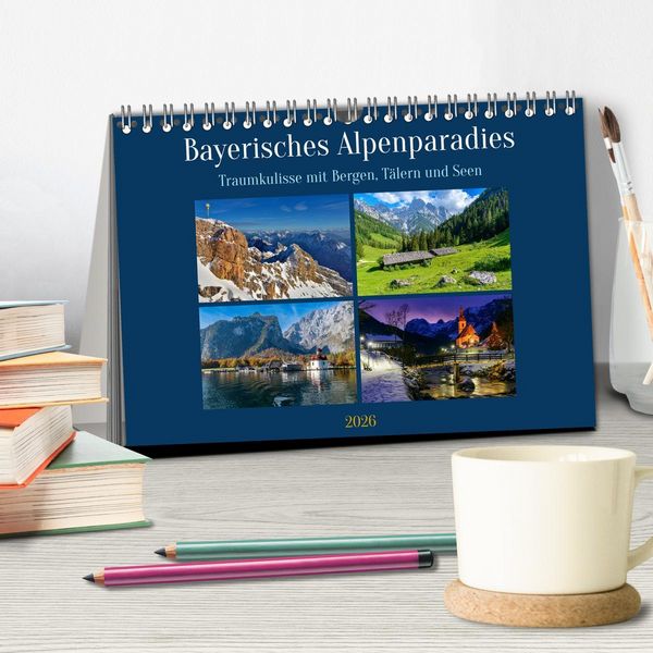 Produktbild: Bayerisches Alpenparadies (Tischkalender 2026 DIN A5 quer), CALVENDO Monatskalender